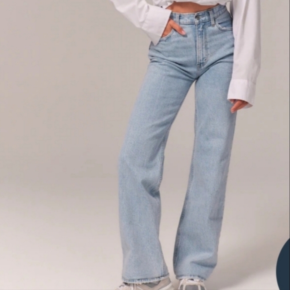 Abercrombie & Fitch Denim - ❤️ ABERCROMBIE & FITCH 90'S HIGH RISE RELAXED WIDE LEG JEANS, 00S (24 SHORT)